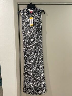 Betsey Johnson Black and White Floral Midi Dress